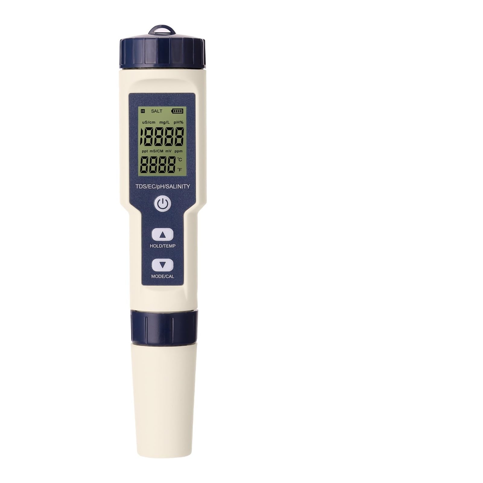 Tester miernika PH, Cyfrowy detektor jakości wody 5 w 1 PH/EC/TDS/zasolenie/miernik testujący temperaturę wielofunkcyjny monitor testujący jakość wody,Woda pitna, Hydroponika, SPA, Browarnictwo