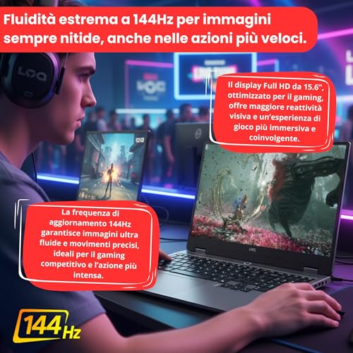 Image of Lenovo LOQ Gaming Laptop, 15.6 inch FHD (1920 x 1080), AMD Ryzen 7 250, NVIDIA GeForce RTX 5060, 32GB DDR5 RAM, 1TB PCIe M.2 SSD, Bundle with Laptop Cooler BDL, Wi-Fi 6, Windows 11 Pro, Grey