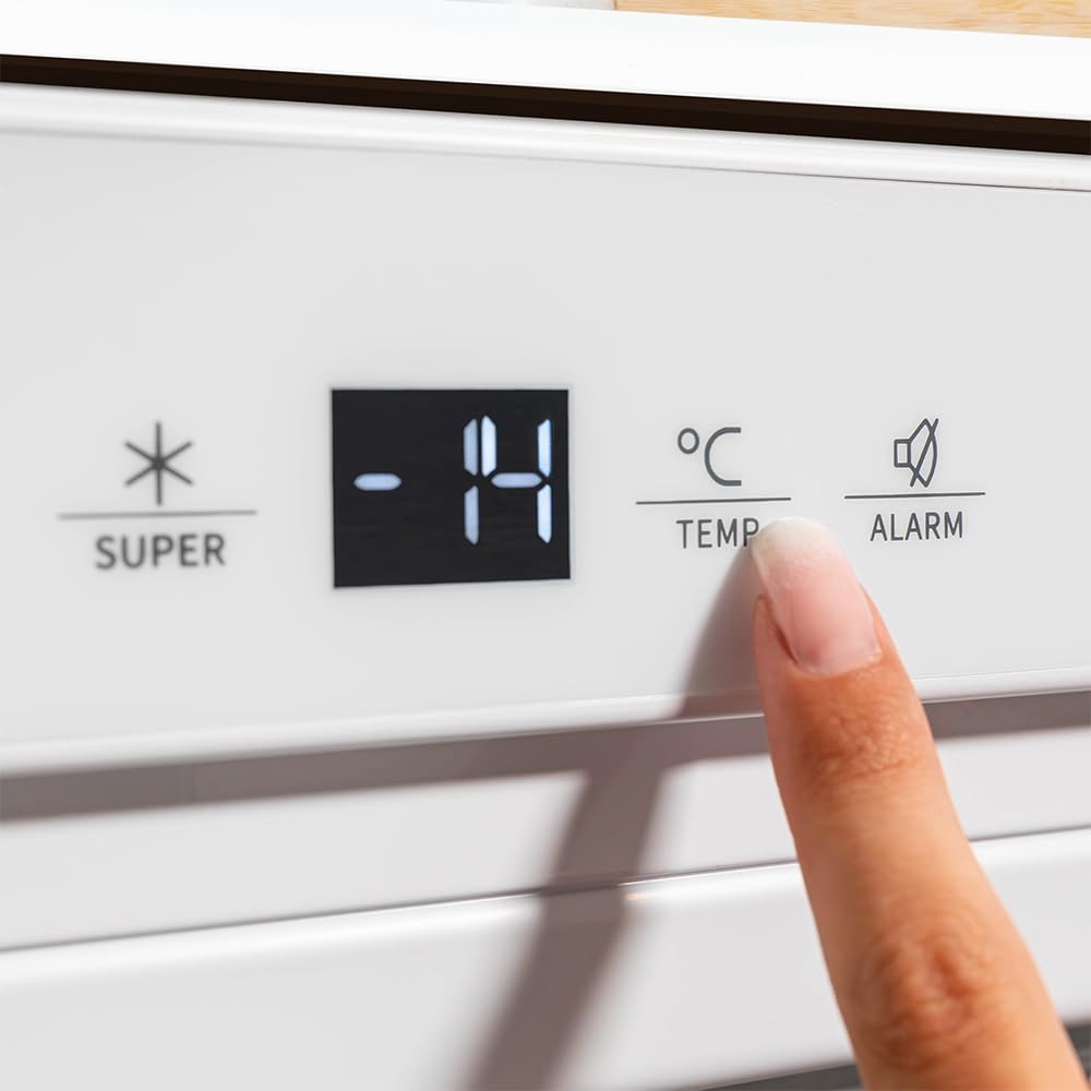 Cecotec Bolero Coolmarket TF BI 101 Congélateur Intégrable 101 L Blanc Écran Tactile Fast Freezing Porte Réversible Température Réglable -14 °C à -24 °C LED Intérieur Alarme