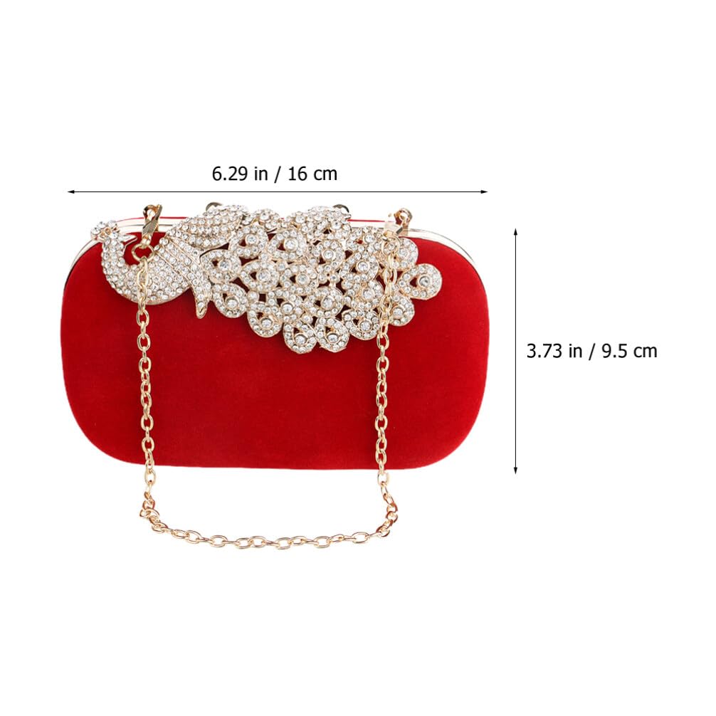 LIFKOME Pochette da Sera con Cristalli Rossi per Donna, Borsa Mano
