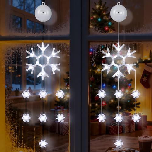 Weihnachtsdeko LED Fenster 3 Tacobey LED Weihnachtsbeleuchtung Fenster, 2 Stück Schneeflocke...