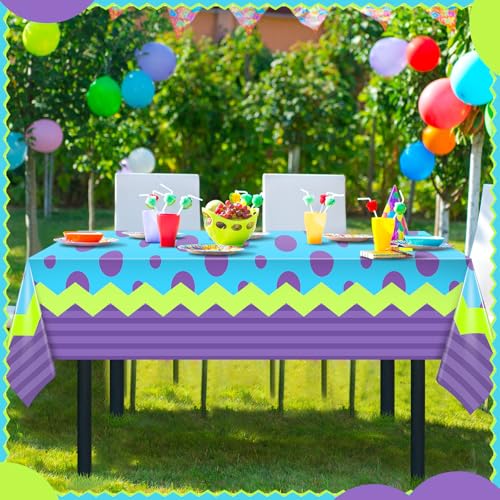 DERTE 3 Pcs Monster Birthday Decorations Monster Tablecloth 54 x 108 Inch Cartoon Plastic Table Covers for Birthday Themed Party Supplies by DERTE - Image 7
