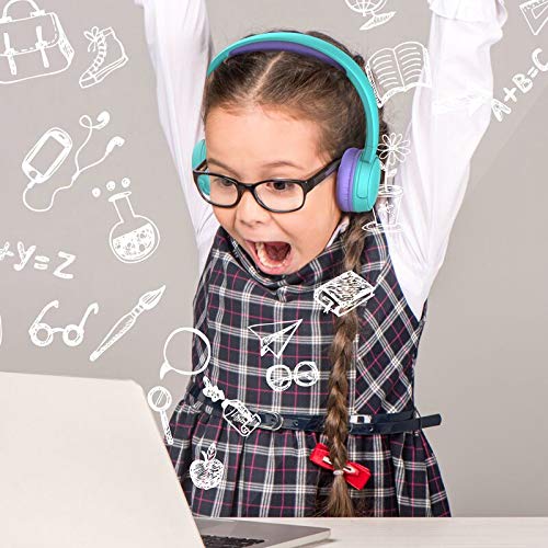 Cuffie Bluetooth per bambini gorsun con regolatore di volume 85dB, Cuffie Bluetooth senza fili per bambini con microfono, Cuffie per bambini over-ear stereo bluetooth pieghevoli viola