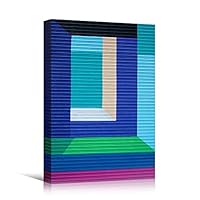 Canvas Wall Art Geometrical Patterns Abstract Colorful Geometric Hallway Minimalist Mixed Media Multicolor Patterns - 12x18 inches