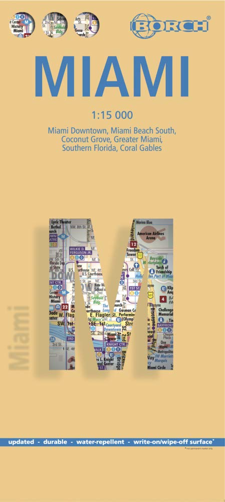 Miami: Miami Downtown, Miami Beach South, Coconut Grove, Greater Miami, Southern Florida, Coral Gables (Borch Map)
