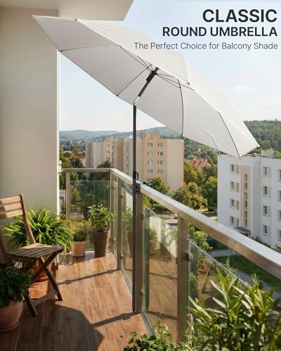4smile Sonnenschirm Balkon Ø 180cm, Beige - Sonnenschirm Strand mit Hülle - Balkonschirm mit Knickfunktion, UPF 50+ Gartenschirm, Strandschirm windfest stabil SunnyJoy 2