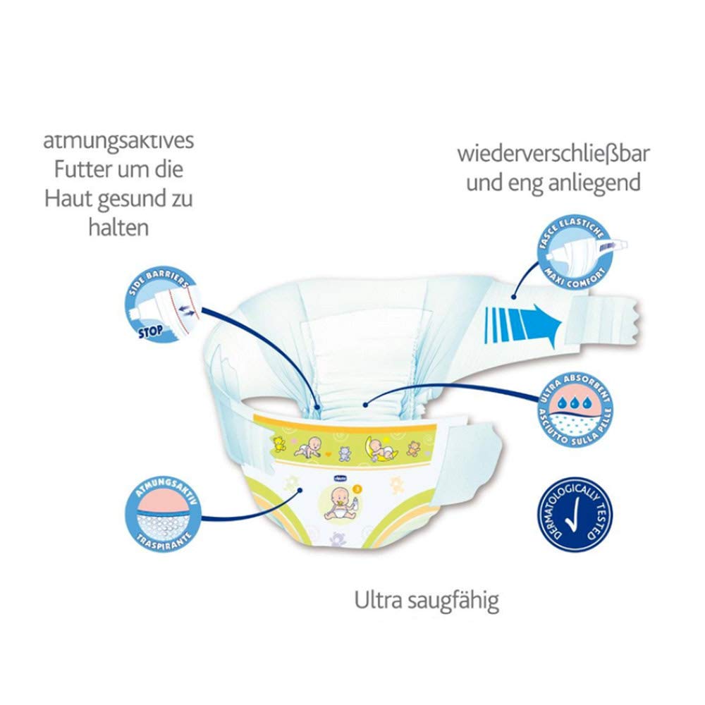 CHICCO Set iniziale dalla nascita: pattumiera ODOUR OFF + pannolini CHICCO Mini misura 2 (3 – 6 kg), colore argento – sistema inodore, sacchetti tradizionali utilizzabili