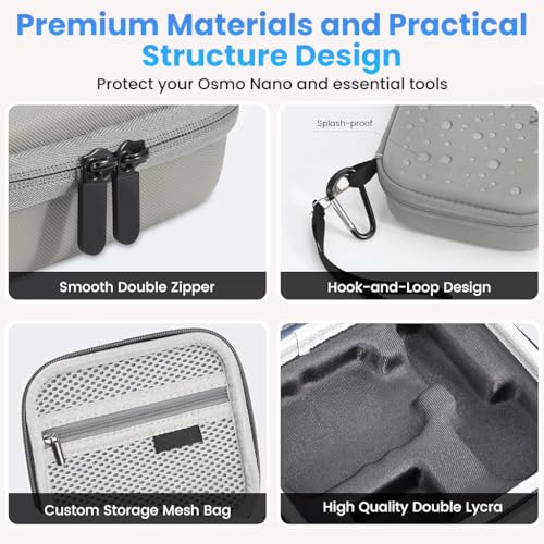 Image of ZORBES Compatible with Osmo Nano Case, Action Camera Accessories Storage Case Bag, Anti-Scratch Waterproof Zipper Case Bag Compact Travel Carrying Case for Outdoor Photography and Vlogging