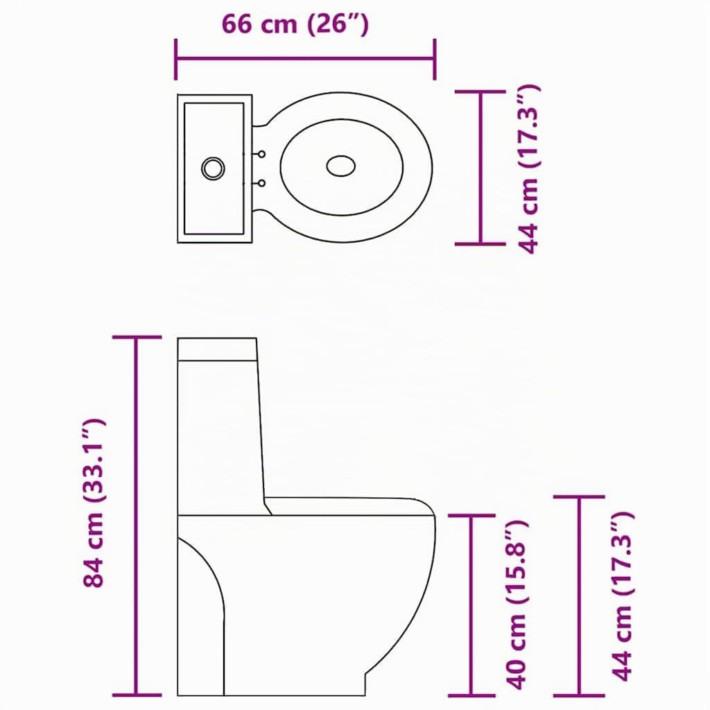vidaXL Inodoro WC Redondo Váter Cuarto de Baño Aseo Asiento Tapa Bisagra Cierre Suave Ahorra Agua de Cerámica Flujo hacia Abajo Blanco
