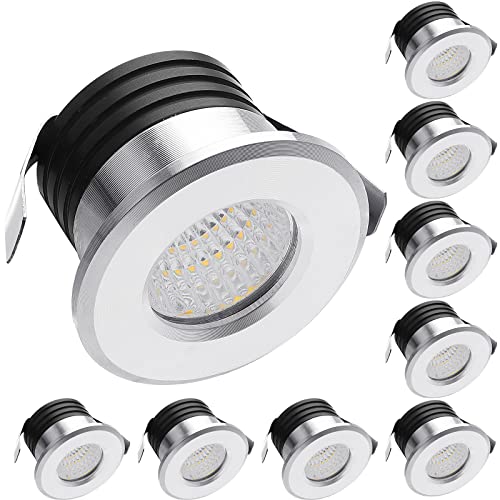 YODAVE 10 focos empotrables de 3 W, color blanco cálido, tamaño pequeño de orificio de corte de 3,0 ~ 3,6 cm, con transformador, mini focos para manualidades, gabinete, vitrina