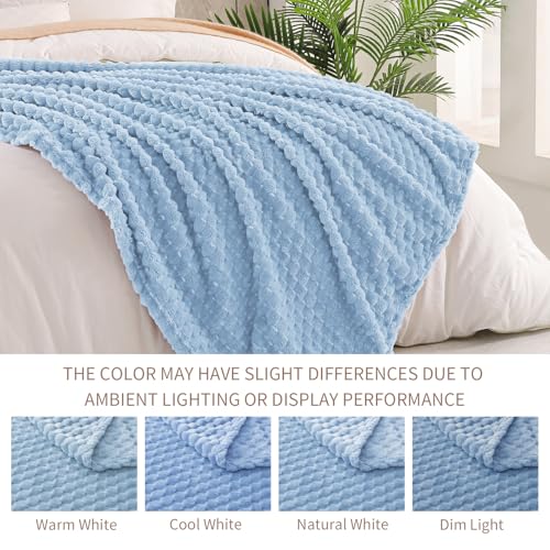 Image of Exclusivo Mezcla Fleece Throw Blanket for Couch, Extra Large Fuzzy Stone Blue Bed Blankets, Soft Cozy Plush Sofa Throws for All Seasons, 50x60 Inches