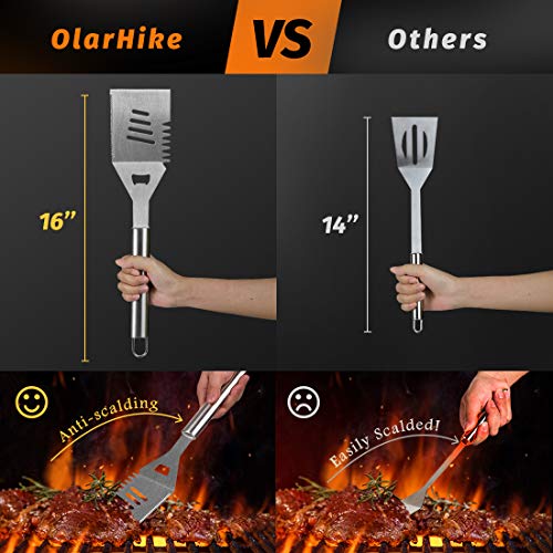 OlarHike BBQ Grill Accessories Set for Men, 22PCS Grilling Accessories Set, Stainless Steel BBQ Tools Gift Utensil with Spatula, Tongs, Skewers for Barbecue, Camping, Kitchen