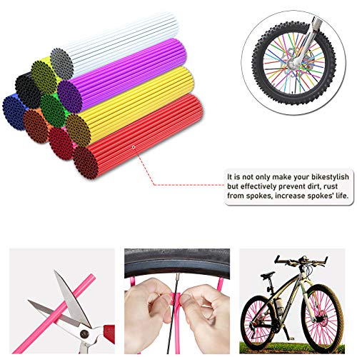 Image of 72Pcs Spoke Skins Covers Spoke Wraps Wheel Decoration for Motorcycle Bicycle Dirt Bike Wheelchair(Red & Black)