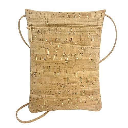 Gold Flecked Cork Mini Crossbody Bag with Adjustable Strap