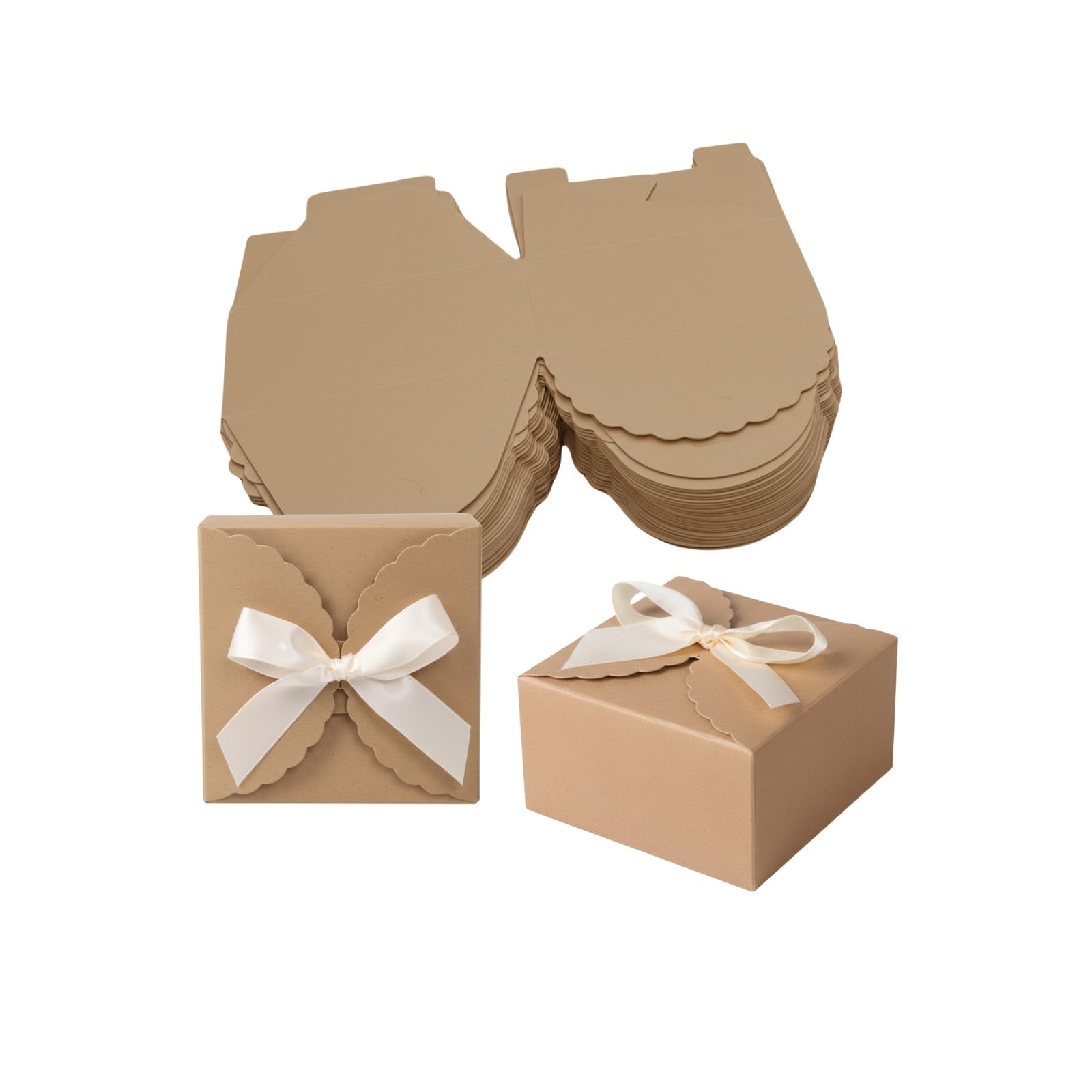 30pcs Paper Candy Boxes, FLZOOY Small Gift Boxes with Ribbon (Brown) โ image 1