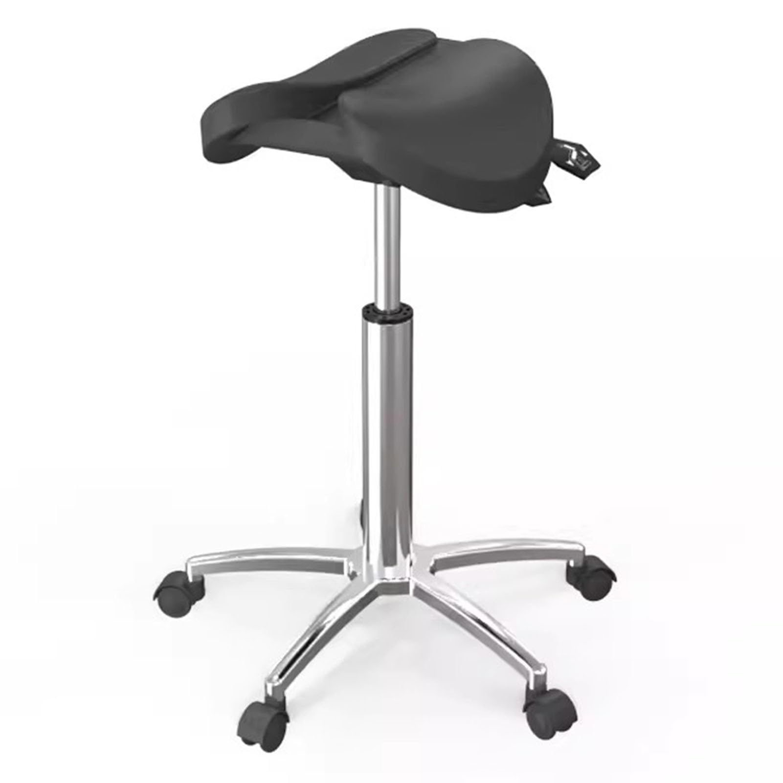 LXGJSQY Saddle Stool Rolling Ergonomic Swivel Chair for Dental Office, Black Saddle Chair with Split Seat Design, 21"- 28" Extra Tall Hygienist Rolling Stool