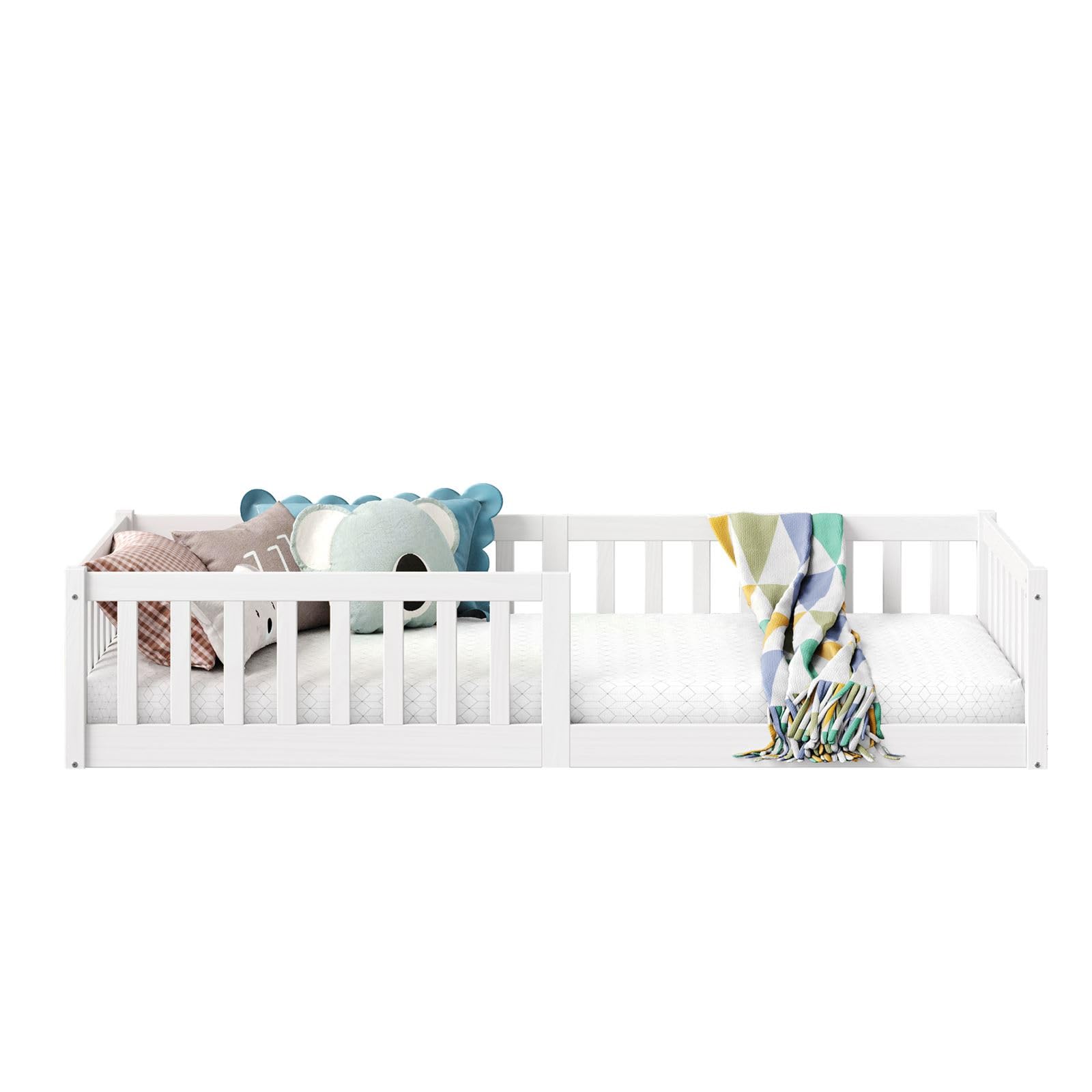 IDIMEX Gustavo Montessori - Cama de suelo (90 x 200 cm, madera de pino maciza), color blanco