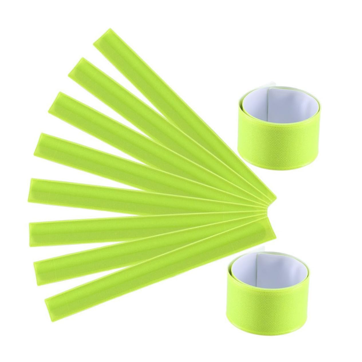 HANABASS 4Pcs Reflective Slap Bands for Night Running High Visibility PVC Wrist Bracelets for Walking Hiking Jogging Fluorescent Green Safety Gear