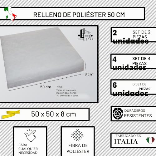 Miniatura 2 de Habita 33 Home Relleno De Cojines 50x50 Cm Set De 4 Almohadas Interiores Para Sillas Y Exteriores Espuma Fabricación Italiana 4 Poliestere, 50x50 Cm