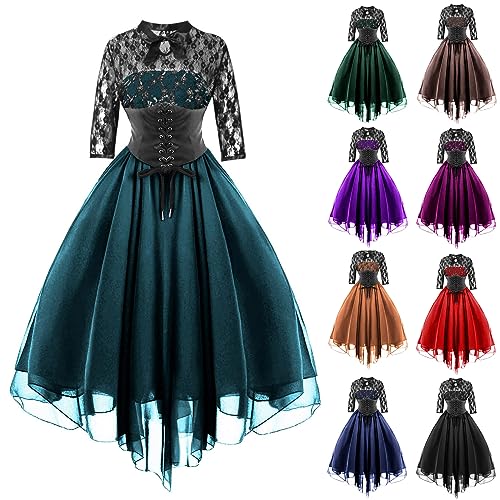 Robe gothique en dentelle chic style corset médiéval rétro - 2