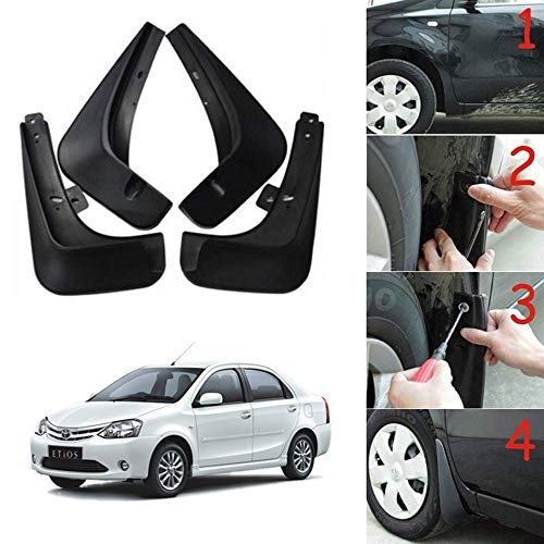 Image of Oshotto (O.E.M Fitting Cup Type) Mud Flap /Splash Guard Compatible with Toyota ETIOS Old (T-1)(Set of 4)