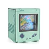 デッキケース トレカケース 推し窓 100枚収納 ゲーム機型 二重 三重スリーブ対応 縦入れ 仕切り2つ付き 革 可愛い (緑)