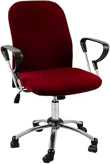szlsl88 - Funda para silla de oficina (2 piezas, extraíble, lavable, protección elástica, repuesto para 4 estaciones), color negro, rojo intenso, talla abierta