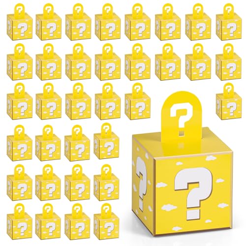 Waenerec 36PCS Video Games Party Gift Box 3.5inch Small Goodie Treat Boxes Yellow Candy Boxes for Gift Video Games Theme Birthday Party Decorations Supplies