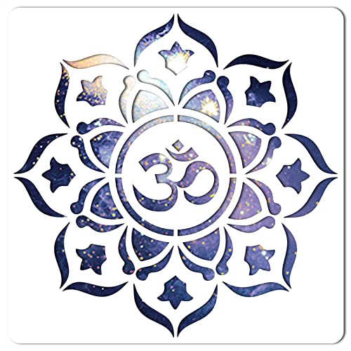 GORGECRAFT Chakra Mandala Pochoir Réutilisable Fleur Modèle Grand 11.8x11.8 Pouce DIY Maison Signes Décor pour Peinture sur Bois Scrapbook Carte Mur Plancher Dessin Cover