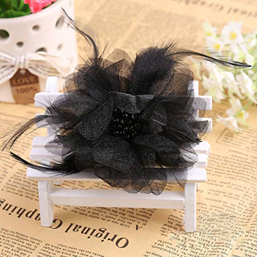 KUANGLANG Broches de Flores de Seda de Plumas de Pollo Pin Delicado Ramillete de Solapa Accesorios de Ropa niña Mujer