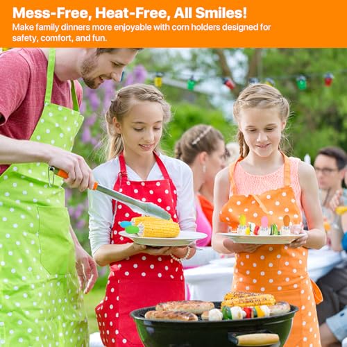 Girla Interlocking Corn on the Cob Holders Set - 5 Pairs (10 Pcs) Corn Cob Holders with Silicone Handles, Dishwasher Safe Corn Skewers, Bright Color Corn Sticks for Easy & Fun Dining, BBQ, and Parties