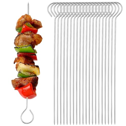 KOMUNJ 20 Stück Schaschlikspieße aus Edelstahl, Rollennadeln, Fleischnadeln, Metallspieße, Cocktailspieße für Trussing Turkey und Geflügel, 15cm