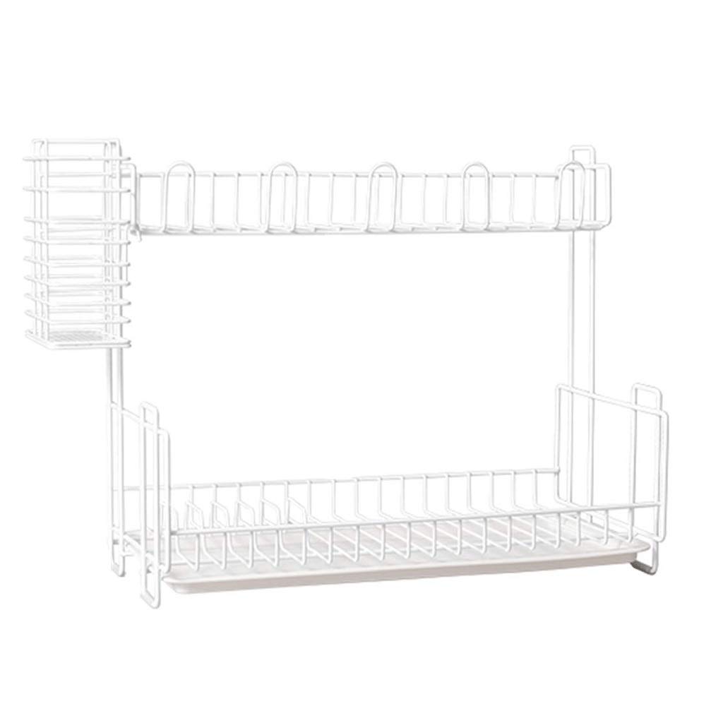 WZHZJ Dish Rack Kitchen Rack Countertop Double-layer Multi-purpose Dish Dishware Dish Storage Box Storage Shelf Drain Basket (Color : A)