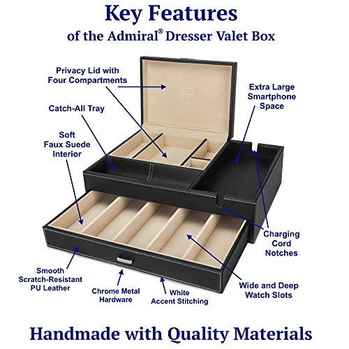 HOUNDSBAY-Mens-Jewelry-Box-Nightstand-Organizer-Everyday-Carry-Valet-Tray-for-Men-Watch-and-Jewelry-Box-for-Men-with-Large-Smartphone-Charging-Station-Mens-Jewelry-Organizer-Valet-Box HOUNDSBAY Mens Jewelry Box Nightstand Organizer Everyday Carry Valet Tray for Men Watch and Jewelry Box for Men with Large Smartphone Charging Station Mens Jewelry Organizer Valet Box