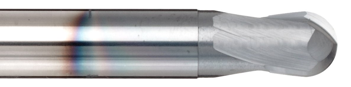 Melin Tool HMG-M-M-B Carbide Ball Nose End Mill, Metric, nACo Monolayer Finish, Roughing Cut, 15 Deg Helix, 2 Flutes, 89mm Overall Length, 6mm Cutting Diameter, 6mm Shank Diameter