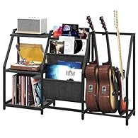 Guitar Storage Solution: This versatile guitar stand features a right-side storage area that securely holds 3 guitars, bass, ukuleles, and banjos. Both top arms and base beams feature soft EVA sponge protective covers to prevent instrument collisions...
