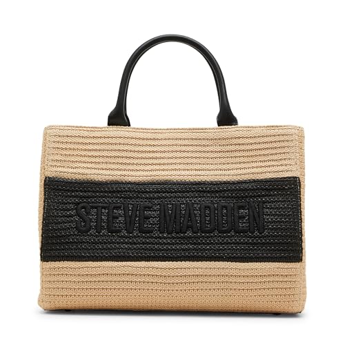 Steve Madden Lopez-S Large Straw Satchel W/Mini Bag, Natural2