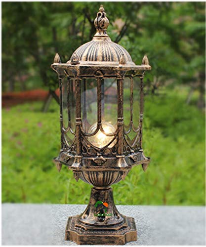 Image of Weldecor Antique Outdoor Main Gate Light for Home,Metal Decorative Architectural Design Waterproof Rustproof for Garden Exterior Compound Wall Piller Pole Set of 2