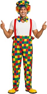FNA Fashions® Adult Rainbow Clown Circus Costume Boys Hen Do Night Party Fancy Dress Outfit (Clown Costume, One Size)