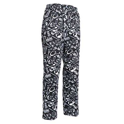 Pantalones de Cocinero Ropa de Trabajo Formales de Cocina Pantalon de Cocinar Hogar - TipoJ Cubiertos Imprimir