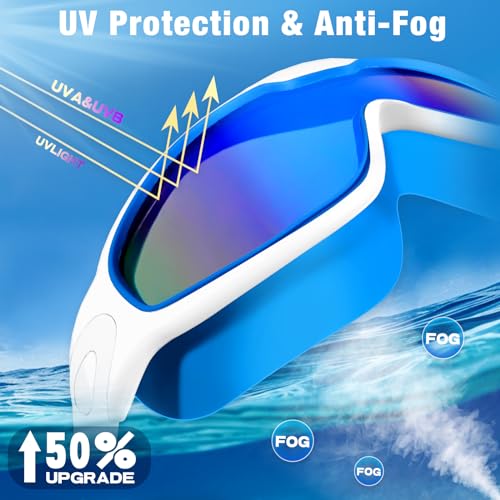 Image of Water Space 2 Pack Swimming Goggles for Men Adult Women Teens, Youth Swim Goggles 180 Wide View Goggles with Soft Silicone No Leak UV Pretection Anti-fog Clear Pool Water Goggles Easy to Adjust