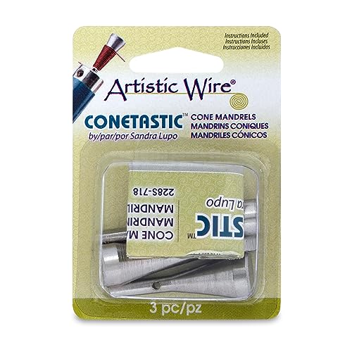 Artistic Wire Conetastic Accessory, Inverted Mandrels, Large 5.3 mm to 14 mm / 0.21 in to 0.55 in, Medium 5 mm to 12.8 mm / 0.20 in to 0.40 in, Small 5 mm to 10.8 mm / 0.20 in to 0.42 in