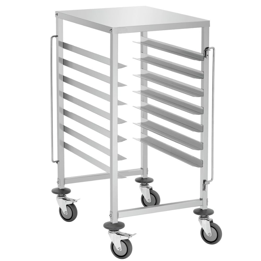 MBH - Carro para Bandejas de Acero Inoxidable 600x400 mm. Carro Profesional con Capacidad para 7 bandejas para hosteleria