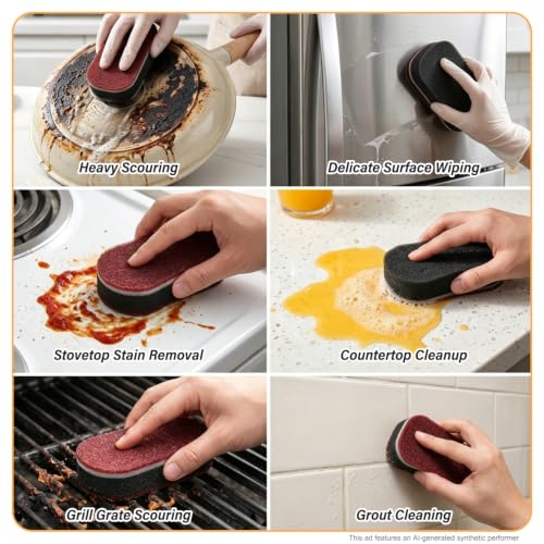 Image of Cleaning Sponges Eraser,2026 New Heavy Duty Scouring Pad,Dish Sponges | Shower and Tub Scrubber Sponge for Kitchen, Bathroom,Sink,Floor and Home Cleaning
