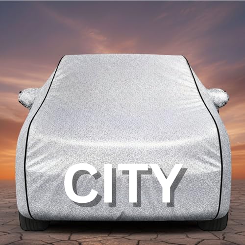 Image of Premium Silver Series 100% Waterproof Car Body Cover for Hondo-City Cover (All Models) with Mirror Pockets | Triple Stitched, Elastic, Custom Fit, Heat Resistant, Anti-Dust, All-Weather Cover