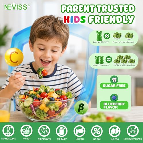 Image of Liposomal Sulforaphane Gummies from Broccoli Sprouts,Kids 4+, 0 Sugar,60cts | w / Superfood, SOD, Beta Glucans, Myrosinase, White Mustard for Picky Kids & Adults Supports Brain, Cognitive & Focus, Immune