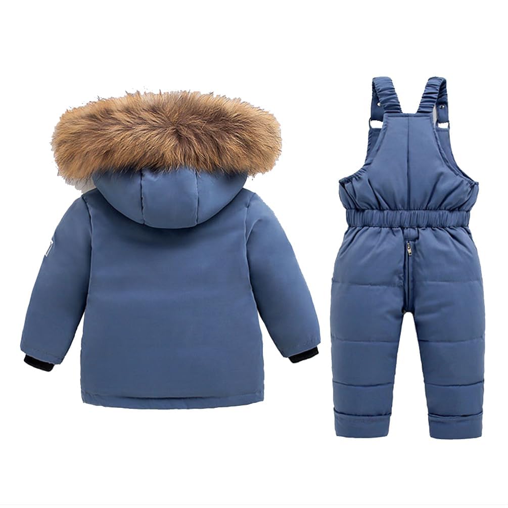 Baby Kleinkind Schneeanzug Jungen Mädchen Winteranzug Winterjacke Und Skihose Mit Kaputze + Schneelatzhose 2tlg Outfit