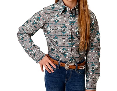 Girls' Long Sleeve Snap Geometric Aztec Western Shirt by ROPER