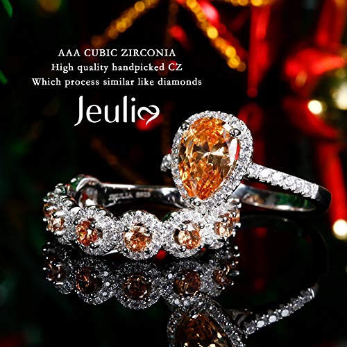 Jeulia Engagement Rings for Women Sterling Silver Promise Eternity Band Princess Cut Cubic Zirconia Wedding Engagement Anniversary Promise Ring Sets Bridal Sets3