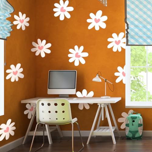 12 hojas de vinilos decorativos con margaritas y corazones miniatura 5